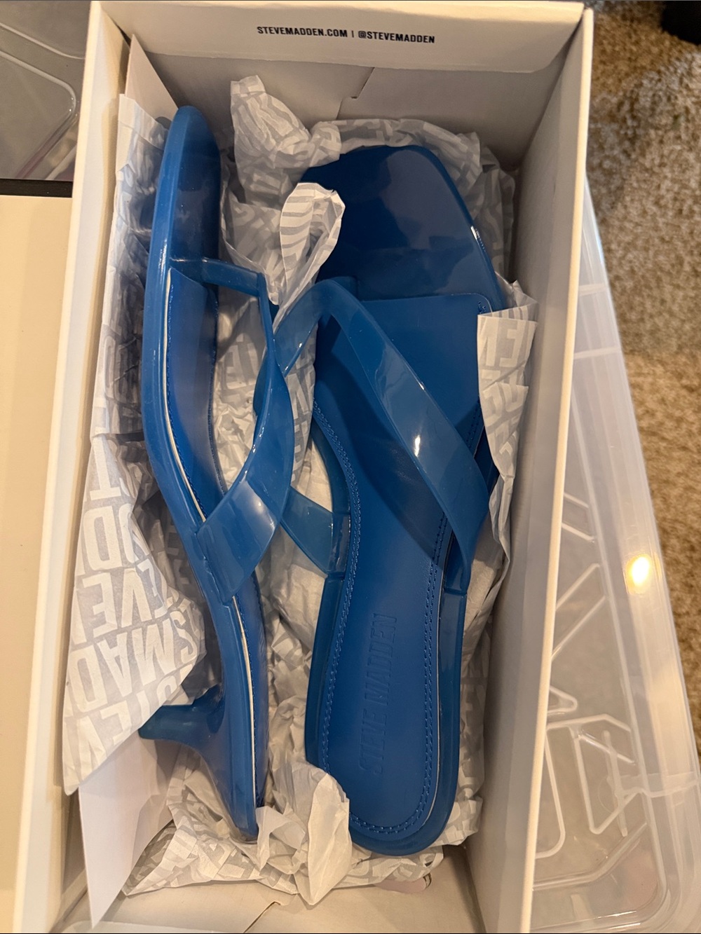 Steve Madden Glossy Cobalt Slide Sandals